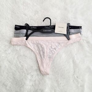 CALVIN KLEIN 🩷 3-PACK CAROUSEL COTTON MICROFIBER THONGS SIZE L